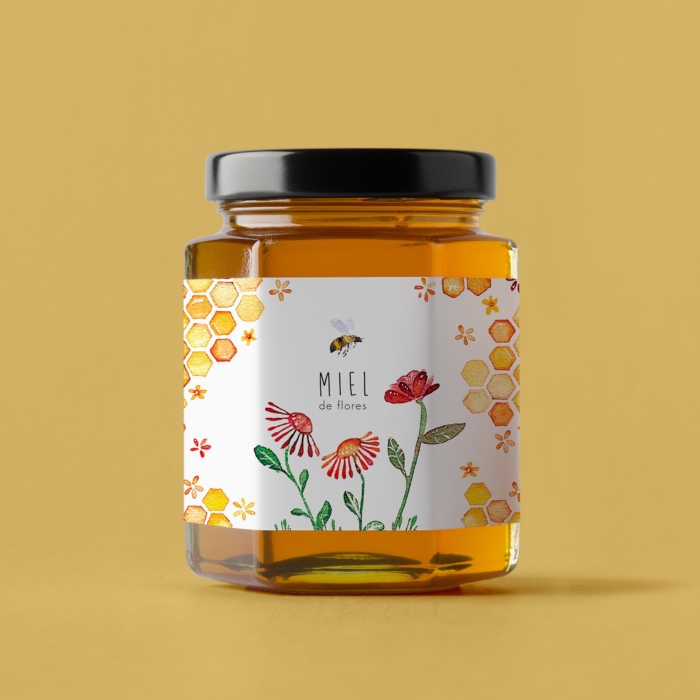 ILUSTRACION PACKAGING MIEL DE FLORES